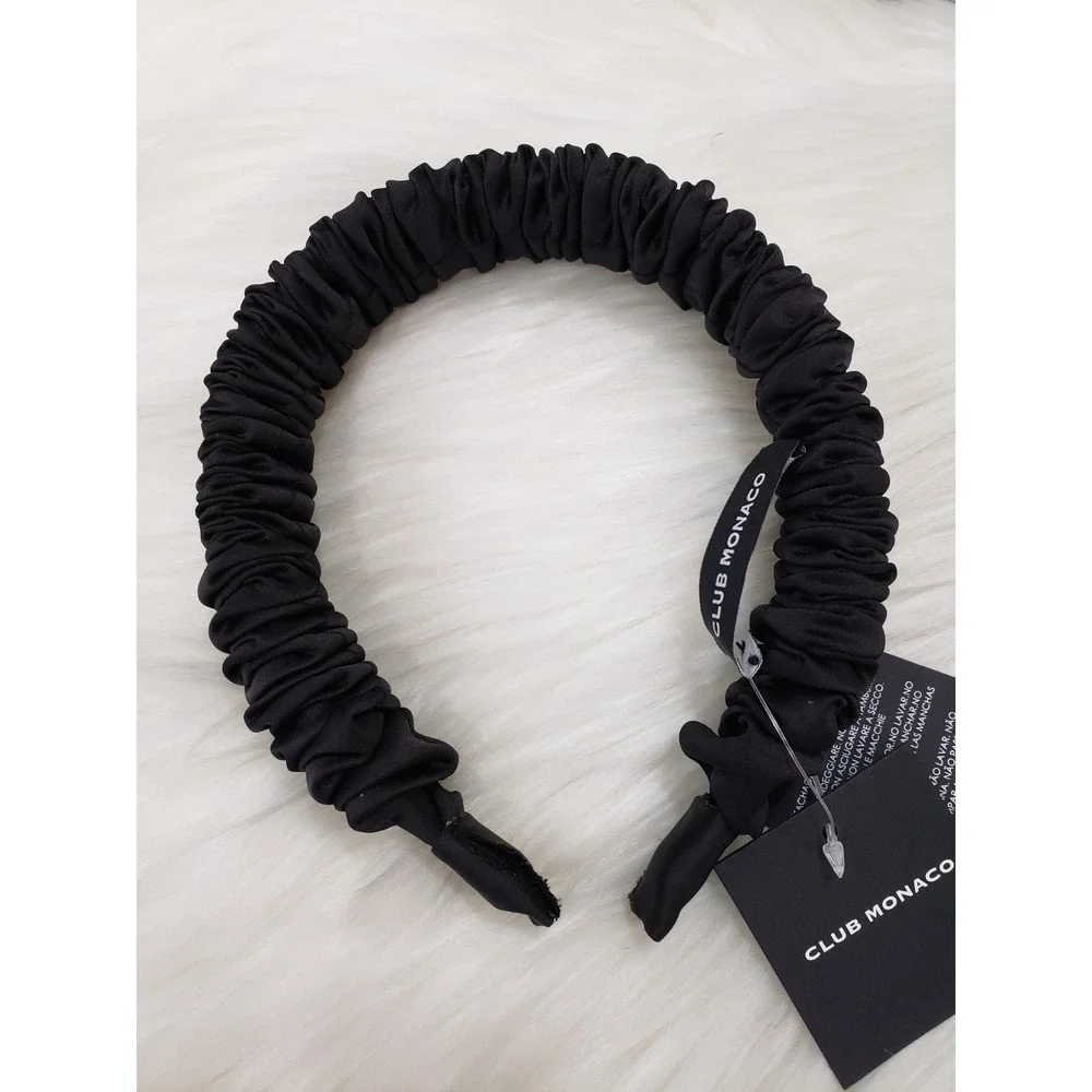 NEW Club Monaco Black rouched chunky thick scrunch headband